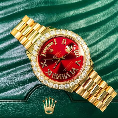 rolex red|rolex watch with red face.